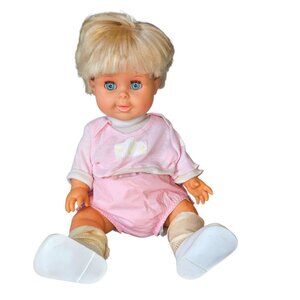 80s Ideal Betsy Wetsy 16” Doll Original Outfit Blue Eyes Drink Wet VTG 89 Blonde
